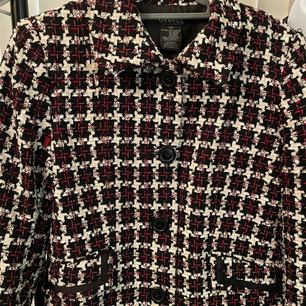 George Black and Red Patterned Jacket button front